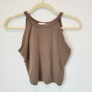 Willows Soft Brown Halter Style High Neck Tank Top Women’s S